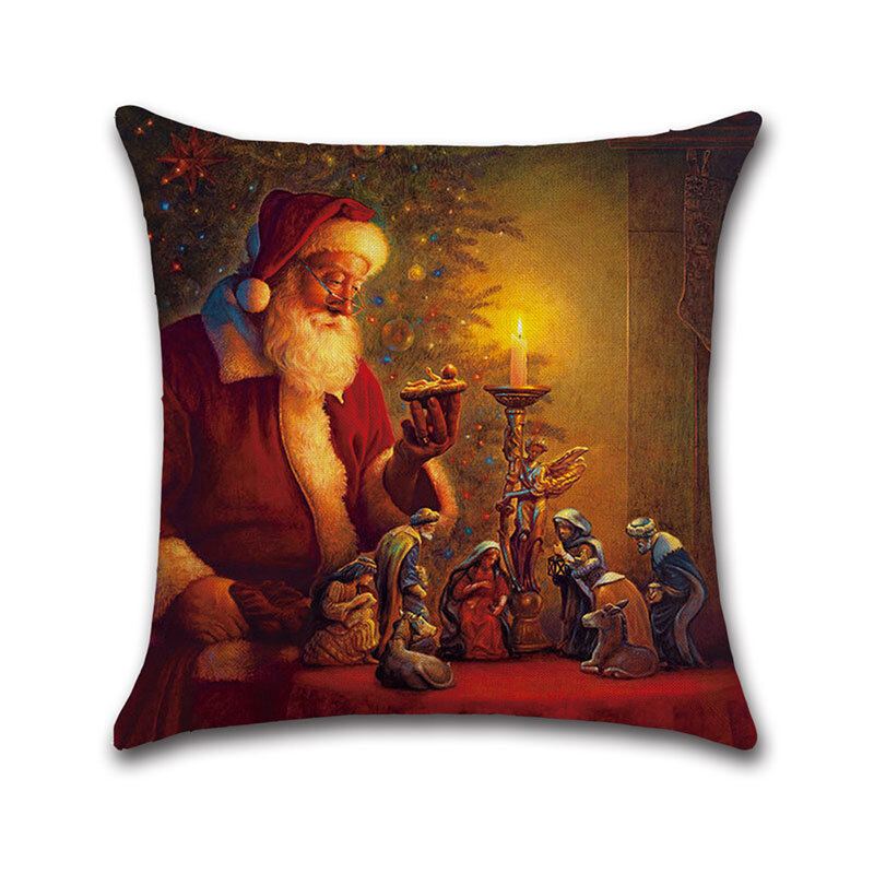 1 Pc Vánoční Vzor Santa Claus Povlečení Povlak Na Polštář Domácí Pohovka Art Decor Měkký Na Povlaky Na