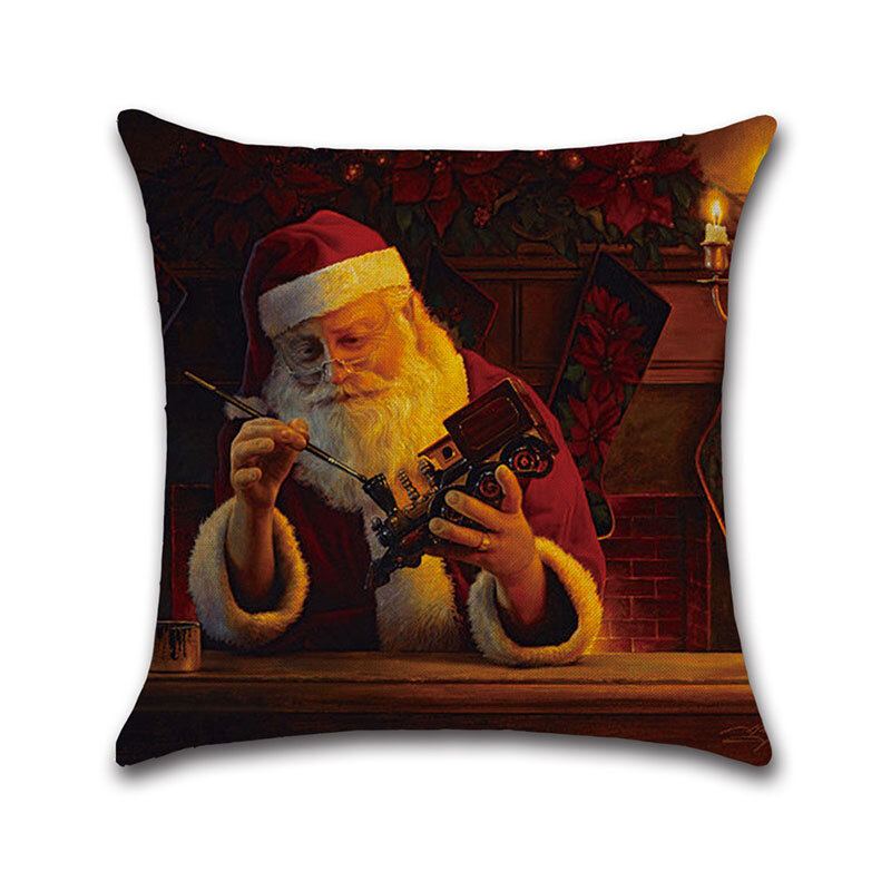 1 Pc Vánoční Vzor Santa Claus Povlečení Povlak Na Polštář Domácí Pohovka Art Decor Měkký Na Povlaky Na