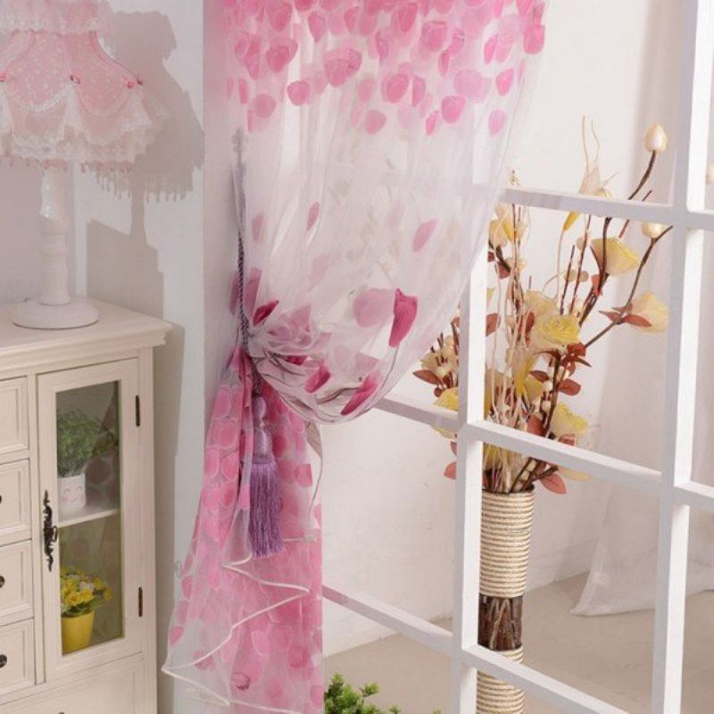 100x200 cm Měkký Tylový Tulipánový Květ Okenní Zástěna Home Sheer Window Curtain