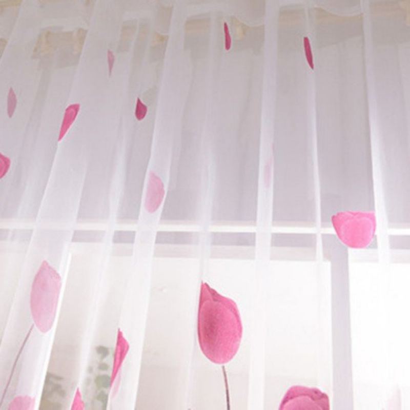 100x200 cm Měkký Tylový Tulipánový Květ Okenní Zástěna Home Sheer Window Curtain