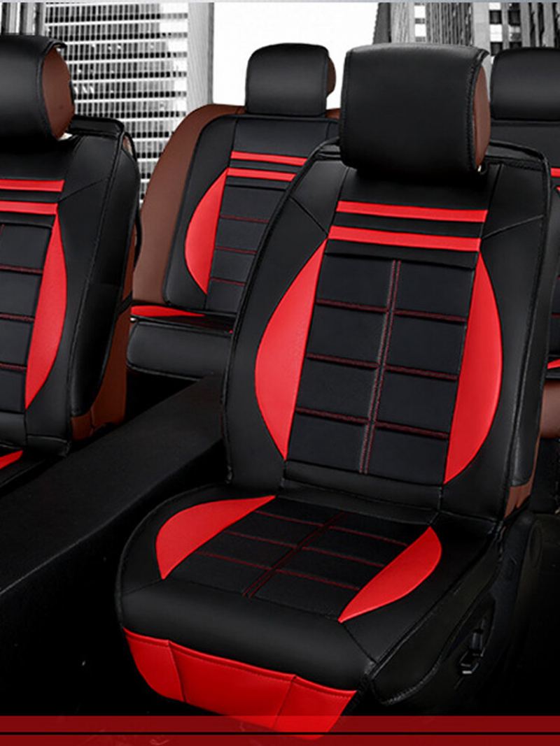 11ks Black&red Leather Deluxe Edition Sada Polštářů Potahu Autosedačky Pro Universal 5 Car