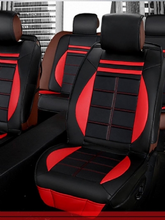 11ks Black&red Leather Deluxe Edition Sada Polštářů Potahu Autosedačky Pro Universal 5 Car