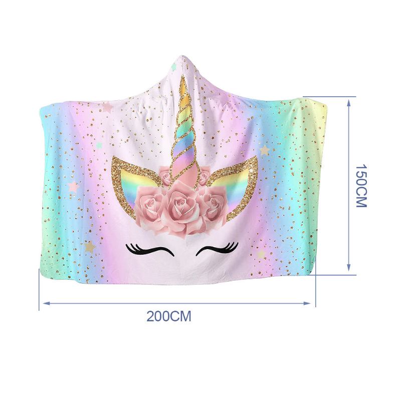 150x200 cm 3d Tisk Plyšová Přikrývka S Kapucí Flanelová S Kloboukem Nositelné Oblečení