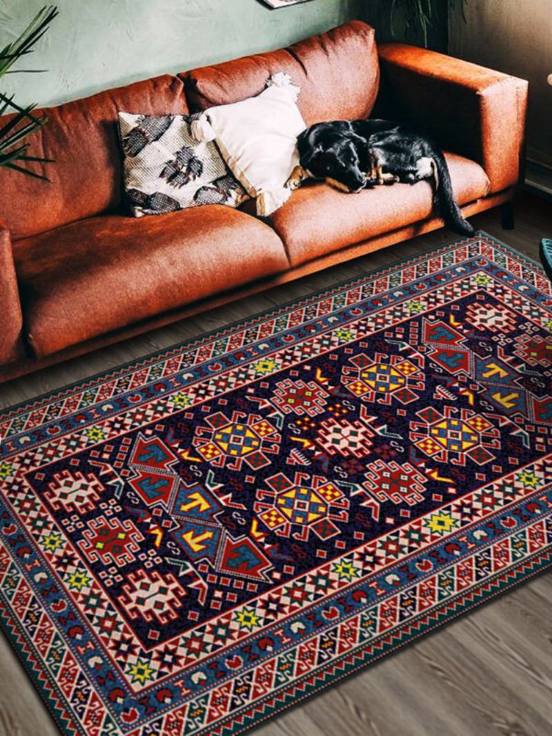 1ks Bohemia Style Retro Ethnic Overlay Geometrický Vzor Obývací Pokoj Jídelna Ložnice Stůl Noční Posezení Protiskluzový Koberec