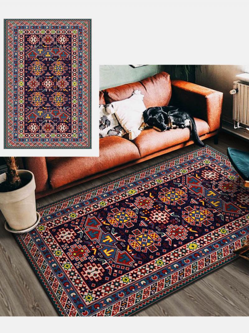 1ks Bohemia Style Retro Ethnic Overlay Geometrický Vzor Obývací Pokoj Jídelna Ložnice Stůl Noční Posezení Protiskluzový Koberec