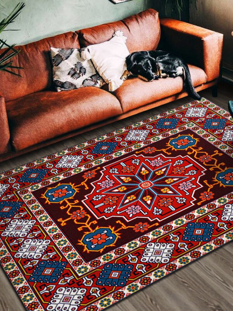 1ks Bohemia Style Retro Ethnic Overlay Geometrický Vzor Obývací Pokoj Jídelna Ložnice Stůl Noční Posezení Protiskluzový Koberec