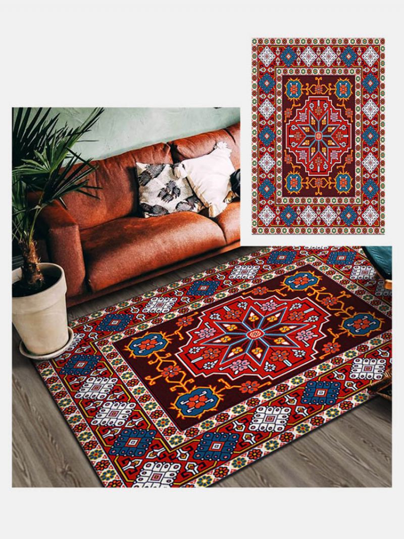 1ks Bohemia Style Retro Ethnic Overlay Geometrický Vzor Obývací Pokoj Jídelna Ložnice Stůl Noční Posezení Protiskluzový Koberec