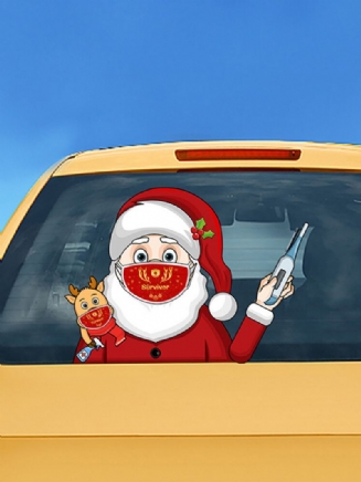 1pc Vánoční Nálepka S Maskou Santa Clause Odnímatelné Nálepky Na Zadní Sklo Na Auto