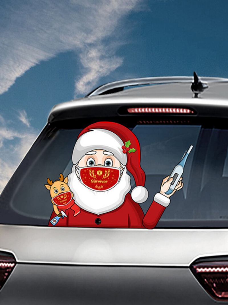 1pc Vánoční Nálepka S Maskou Santa Clause Odnímatelné Nálepky Na Zadní Sklo Na Auto