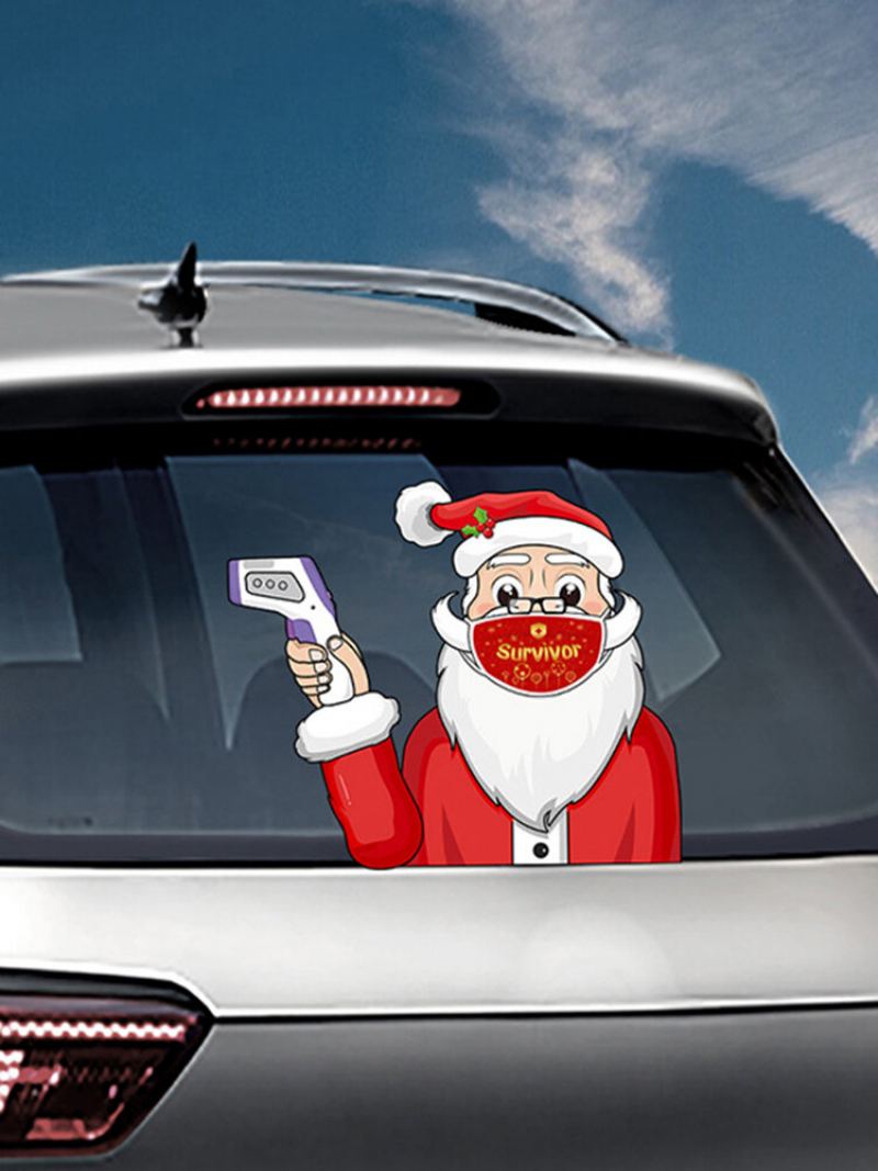 1pc Vánoční Nálepka S Maskou Santa Clause Odnímatelné Nálepky Na Zadní Sklo Na Auto