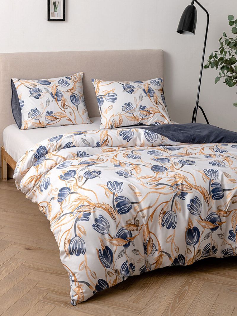 2/3 Ks Floral Overlay Print Pohodlná Sada Povlečení Povlak Na Polštář Twin King