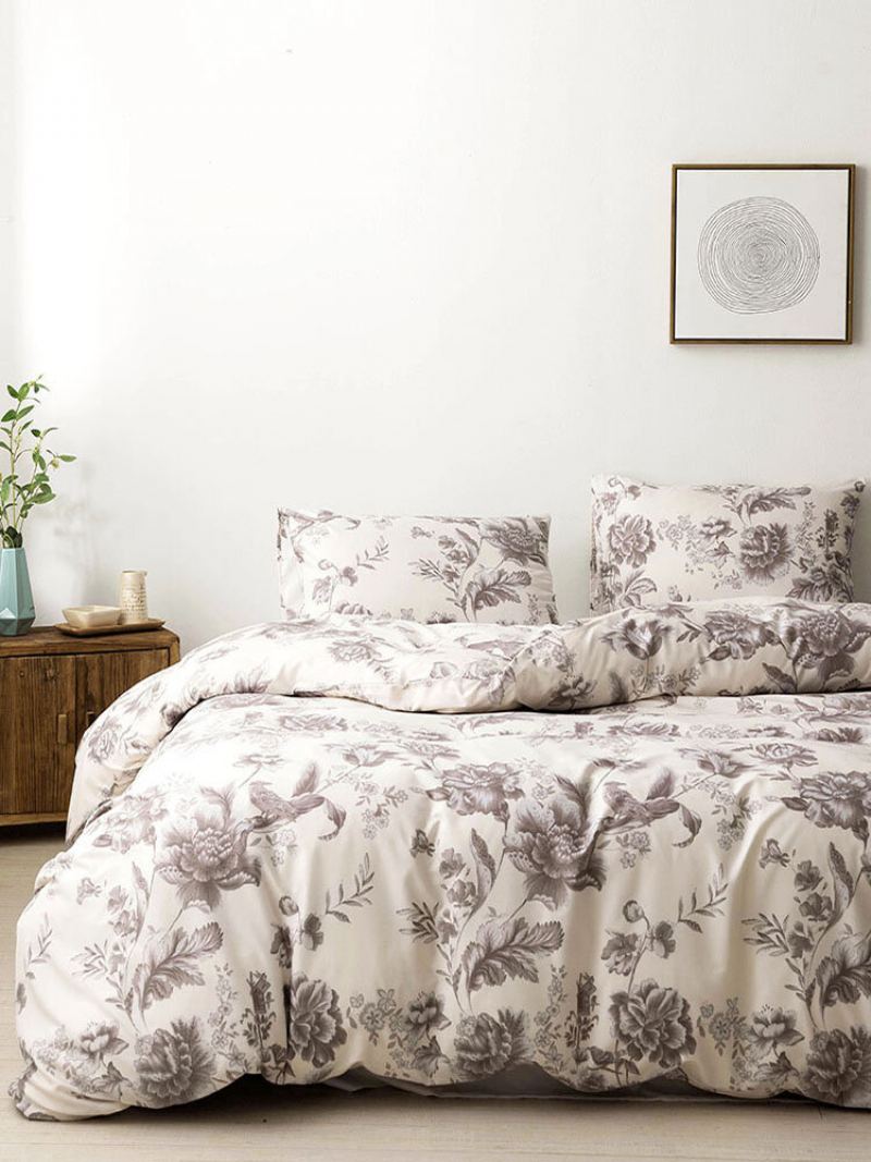 2/3 Ks Floral Overlay Print Pohodlná Sada Povlečení Povlak Na Polštář Twin King