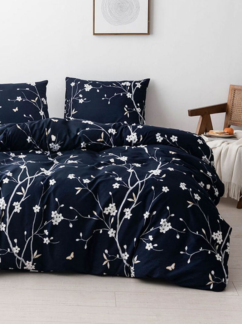 2/3 Ks Floral Overlay Print Pohodlná Sada Povlečení Povlak Na Polštář Twin King