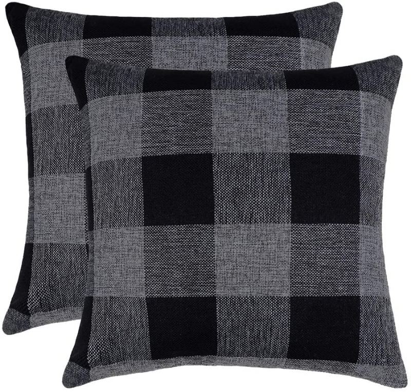 2ks Farmhouse Buffalo Check Plaid Throw Povlak Na Polštář Pouzdro Na Bavlněné Prádlo (18 Palců)