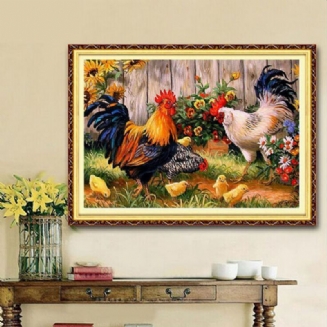 30x40cm Animal Cock Family Diy Diamantové Malování Drahokamu Sada Křížkového Stehu