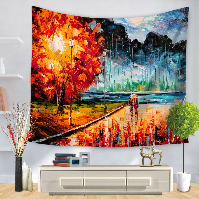 3d Akvarel Krajinomalba Tapiserie Nástěnná Domácí Ložnice Art Decor Piknik Mat