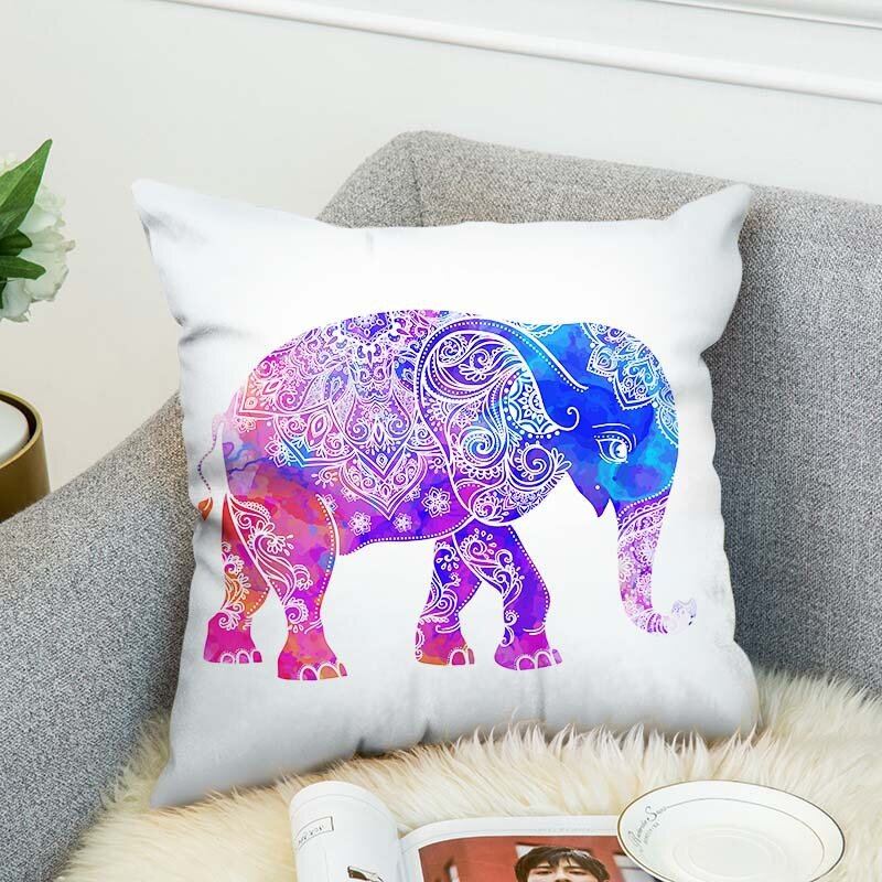 3d Bohémský Styl Elephant Oboustranný Potisk Povlak Na Polštář Povlečení Bavlna Přehozený Na Home