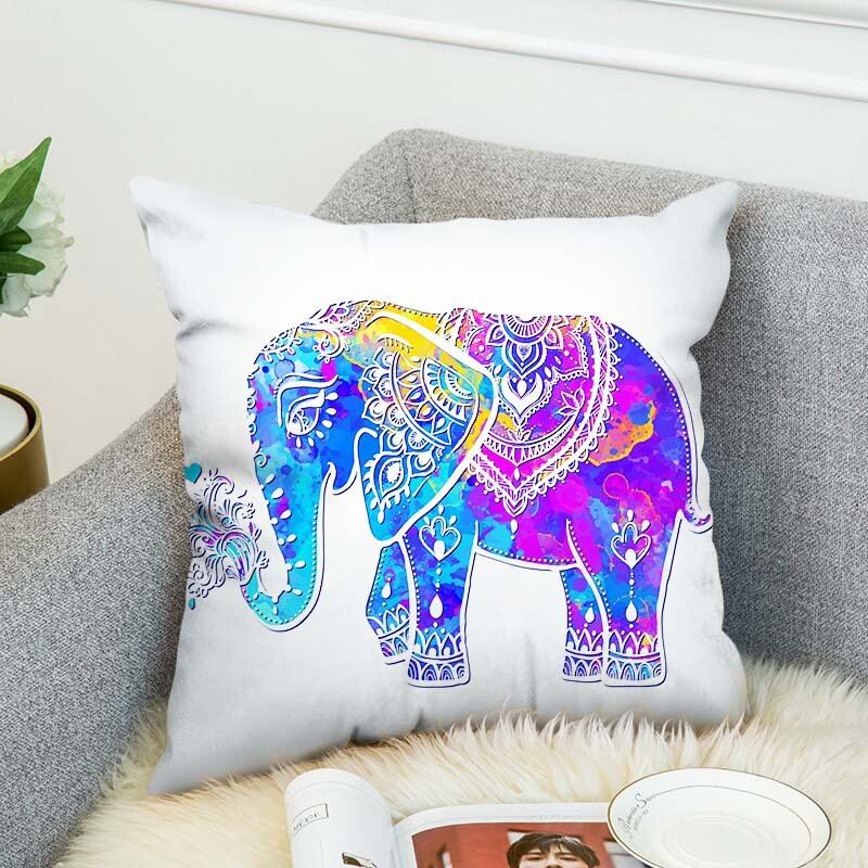 3d Bohémský Styl Elephant Oboustranný Potisk Povlak Na Polštář Povlečení Bavlna Přehozený Na Home