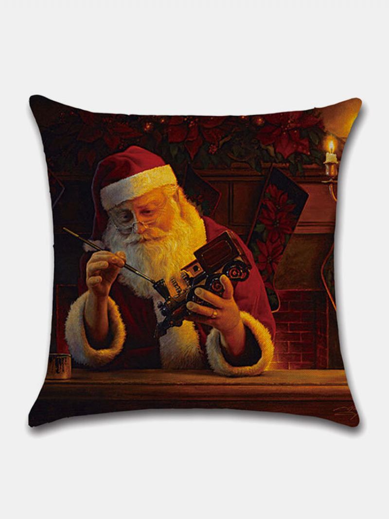 4 Ks Sada Vánoční Vzor Santa Claus Povlečení Na Polštář Domácí Pohovka Art Decor Měkký Povlak Na Povlaky Na