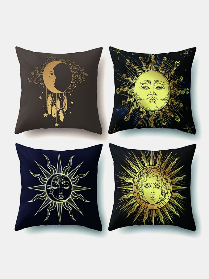 4 Ks Sun Moon Mandala Pattern Povlak Na Polštář Potah Na Domácí Dekorace Planets Na