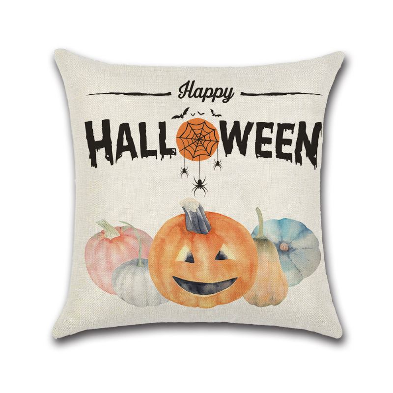 4ks Happy Halloween Throw Povlak Na Polštář Podzimní Dýně Pouzdro Na Polštářek Na Rozkládací Pohovku 18x18 Palců Bavlněné Povlečení