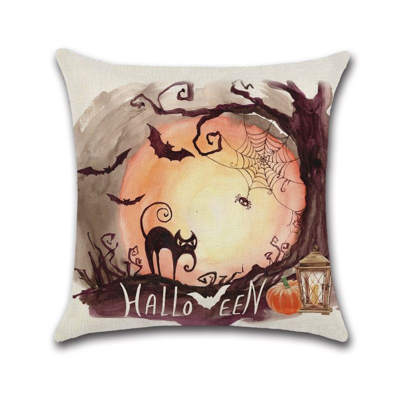 4ks Happy Halloween Throw Povlak Na Polštář Podzimní Dýně Pouzdro Na Polštářek Na Rozkládací Pohovku 18x18 Palců Bavlněné Povlečení