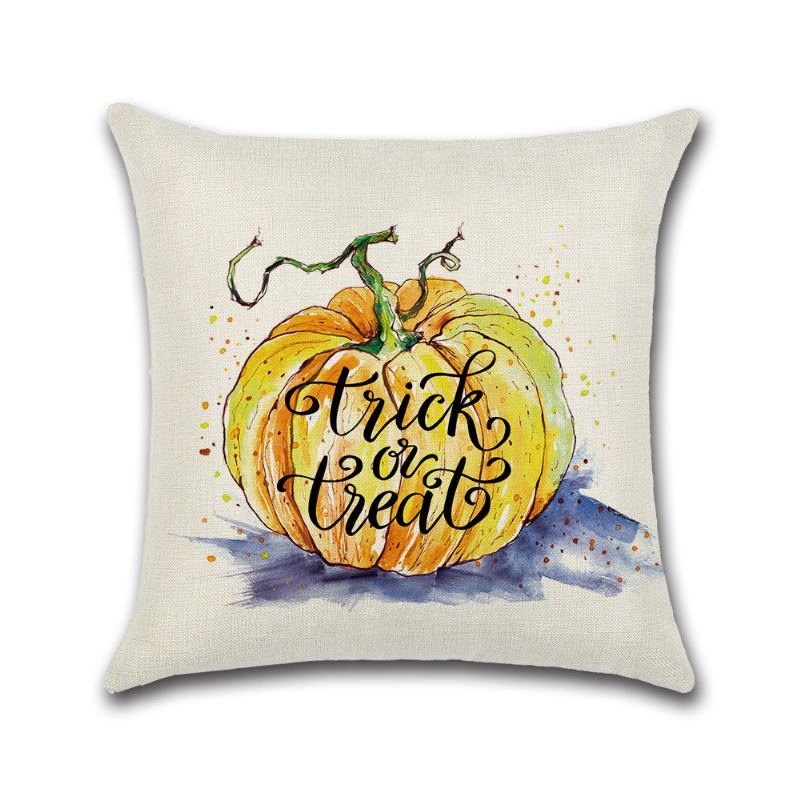 4ks Happy Halloween Throw Povlak Na Polštář Podzimní Dýně Pouzdro Na Polštářek Na Rozkládací Pohovku 18x18 Palců Bavlněné Povlečení