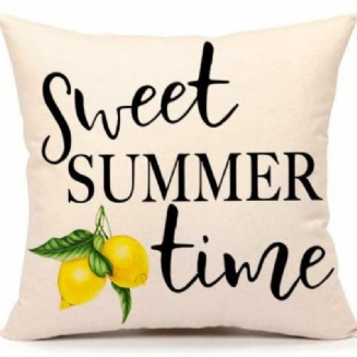 4ks Summer Lemon Farmhouse Quote Throw Povlak Na Polštář Buffalo Truck Pouzdro Na Na Rozkládací Pohovku 18x18 Palců Bavlněné Povlečení