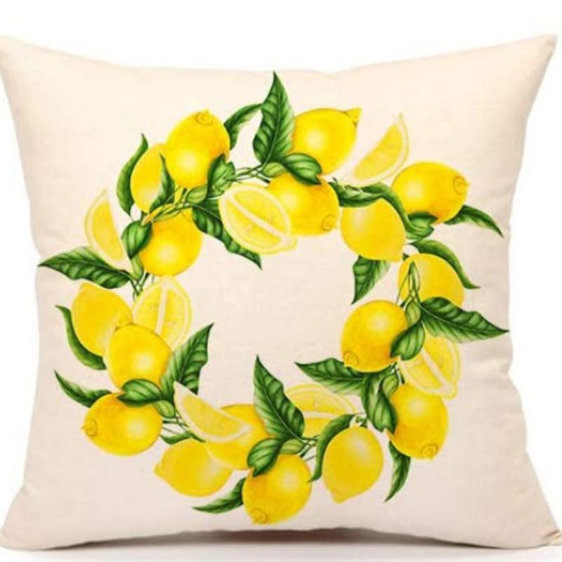 4ks Summer Lemon Farmhouse Quote Throw Povlak Na Polštář Buffalo Truck Pouzdro Na Na Rozkládací Pohovku 18x18 Palců Bavlněné Povlečení