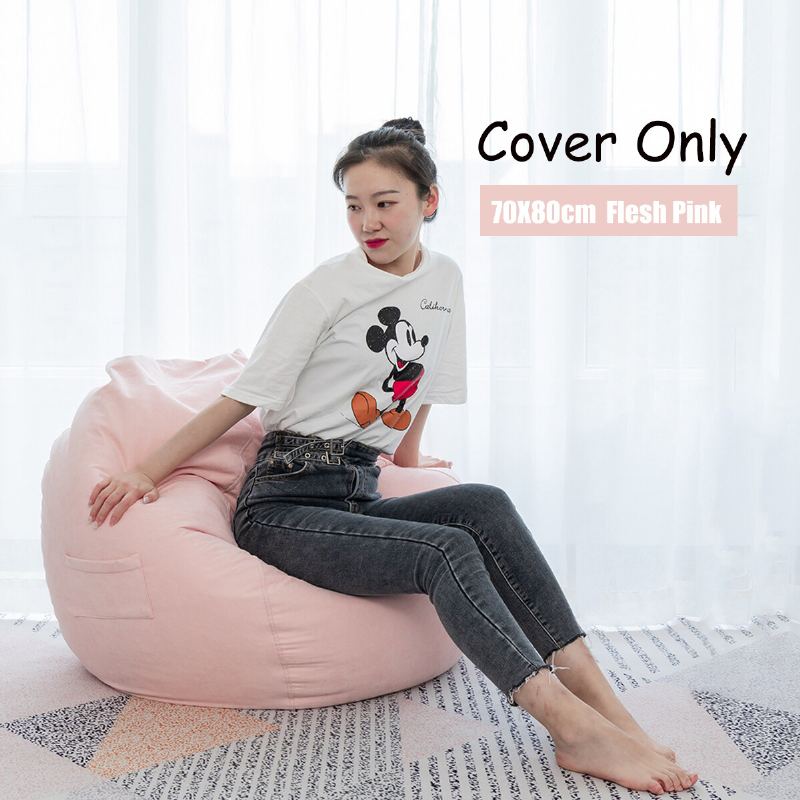 70x80 cm Velvet Bean Bag Potahy Na Židličku S Kapsou Žlutá Bag Židle Pro Dětský Domácí Obývací Pokoj