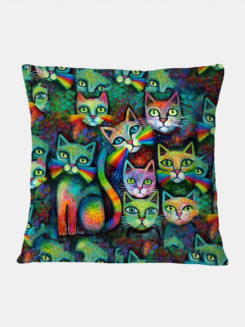 Barevné Kočky Vzor Povlečení Na Polštář Domácí Pohovka Art Decor Throw Povlak Na