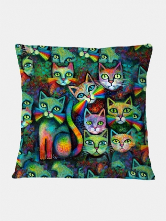 Barevné Kočky Vzor Povlečení Na Polštář Domácí Pohovka Art Decor Throw Povlak Na