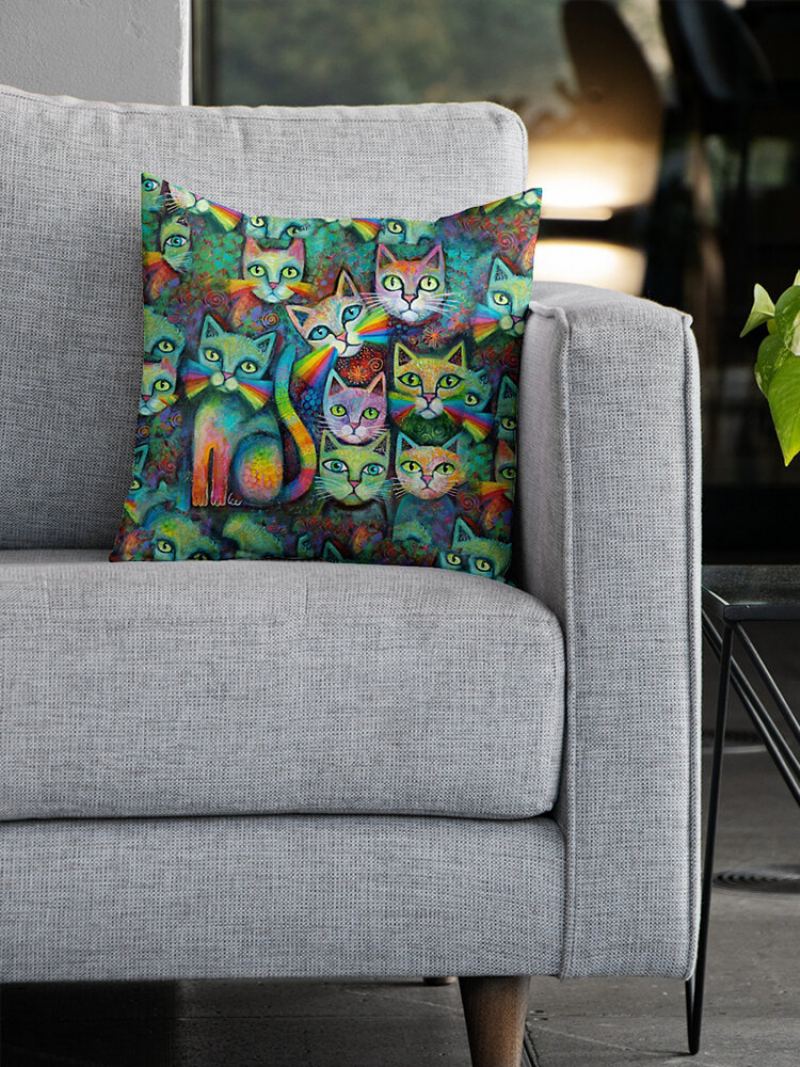 Barevné Kočky Vzor Povlečení Na Polštář Domácí Pohovka Art Decor Throw Povlak Na