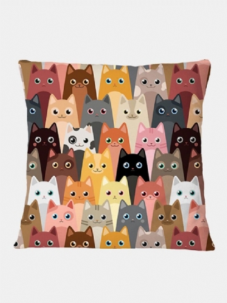 Cartoon Colorful Cats Pattern Povlak Na Polštář Domácí Pohovka Art Decor Throw Na