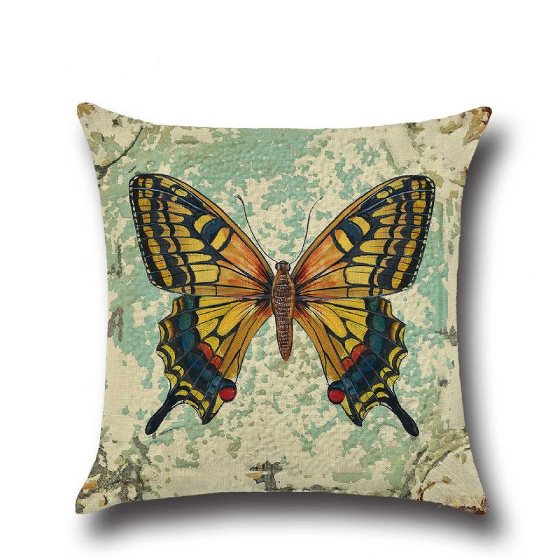 Home Cute Butterfly Linen Polštář Sofa Office Siesta