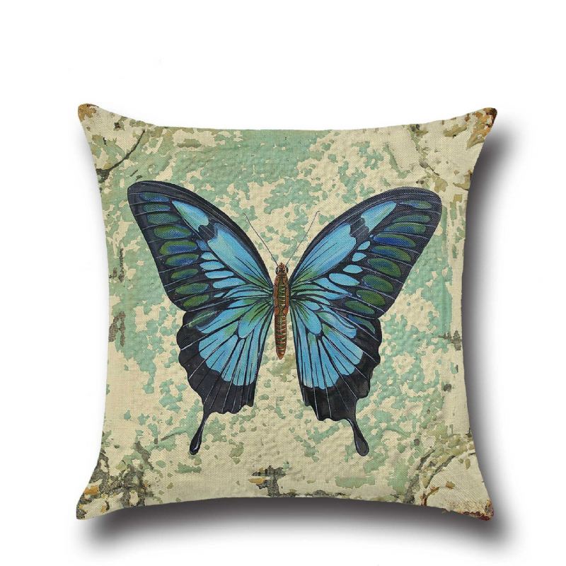 Home Cute Butterfly Linen Polštář Sofa Office Siesta