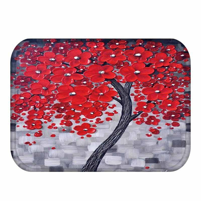 Home Painting Tree Pattern Korál Flanelová Podložka Na Podlahu Rohož Do Obývacího Pokoje Na Dveře Protiskluzová