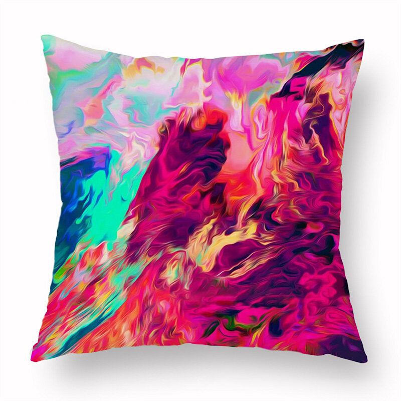 Ins Styl Abstraktní Barevný Tištěný Krátký Plyšový Povlak Na Polštář Home Art Decor Pohovka Throw Na