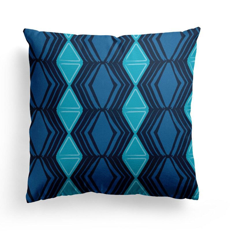 Modré Geometrické Proužky Plédy Povlak Na Polštář Nordic Line Waves Sofa Throw Na