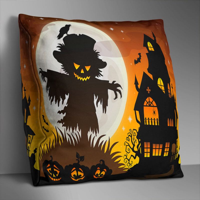 Oboustranně Potištěný Halloweenský Povlak Na Polštář Domácí Pohovka Soft Throw Na Art Decor