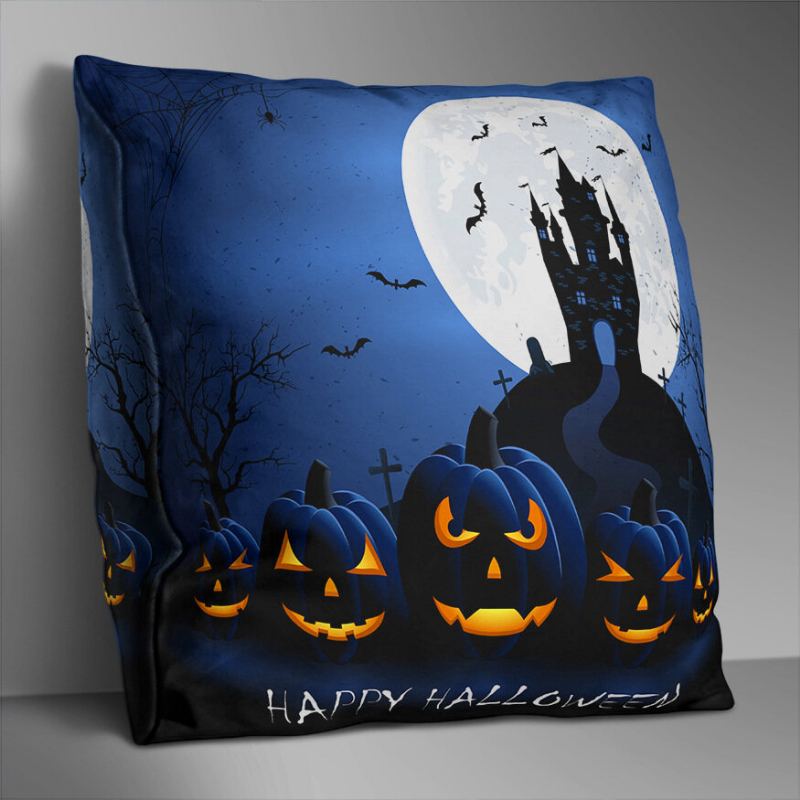 Oboustranně Potištěný Halloweenský Povlak Na Polštář Domácí Pohovka Soft Throw Na Art Decor