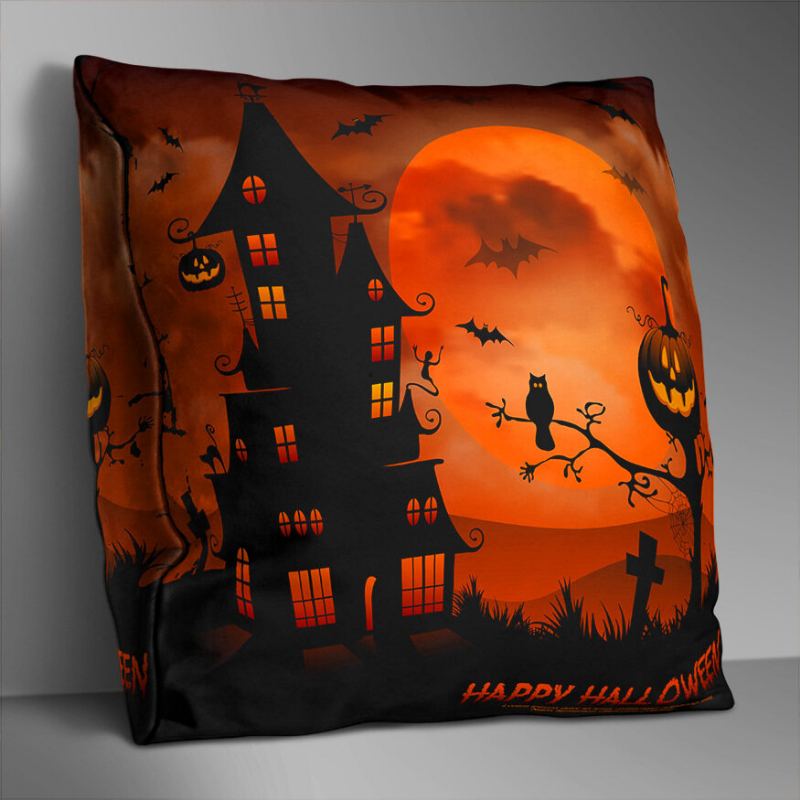 Oboustranně Potištěný Halloweenský Povlak Na Polštář Domácí Pohovka Soft Throw Na Art Decor