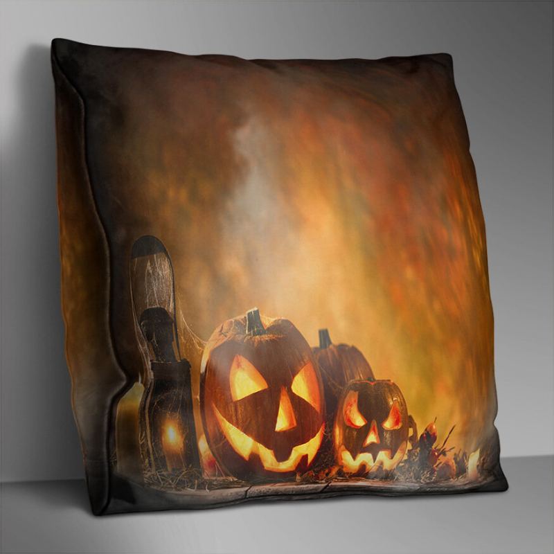 Oboustranně Potištěný Halloweenský Povlak Na Polštář Domácí Pohovka Soft Throw Na Art Decor