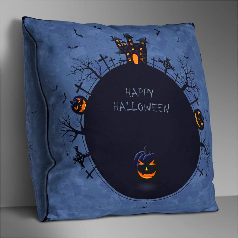 Oboustranně Potištěný Polyesterový Halloweenský Povlak Na Polštář Domácí Pohovka Soft Throw Na Art Decor