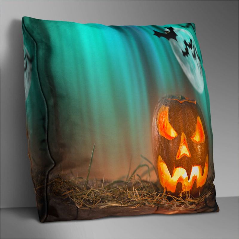 Oboustranně Potištěný Polyesterový Halloweenský Povlak Na Polštář Domácí Pohovka Soft Throw Na Art Decor