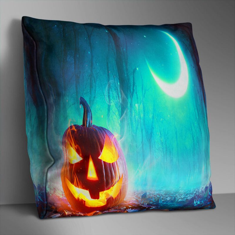 Oboustranně Potištěný Polyesterový Halloweenský Povlak Na Polštář Domácí Pohovka Soft Throw Na Art Decor