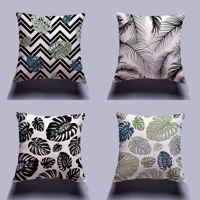 Polštář Leaf Linen Jednoduchý Moderní Do Pasu Plant Sofa Car Cushion