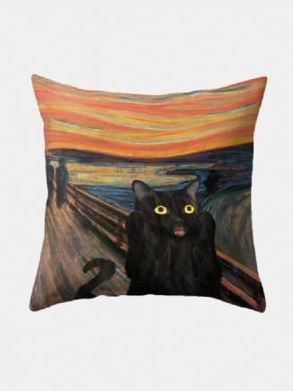 Povlečení Na Polštář Se Vzorem Černé Kočky Domácí Pohovka Art Decor Throw Povlak Na