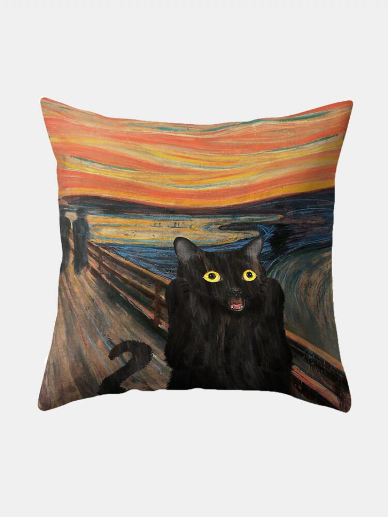 Povlečení Na Polštář Se Vzorem Černé Kočky Domácí Pohovka Art Decor Throw Povlak Na