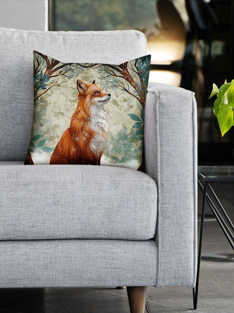 Povlečení Na Polštář Se Vzorem Lišky A Stromu Domácí Pohovka Art Decor Throw Povlak Na